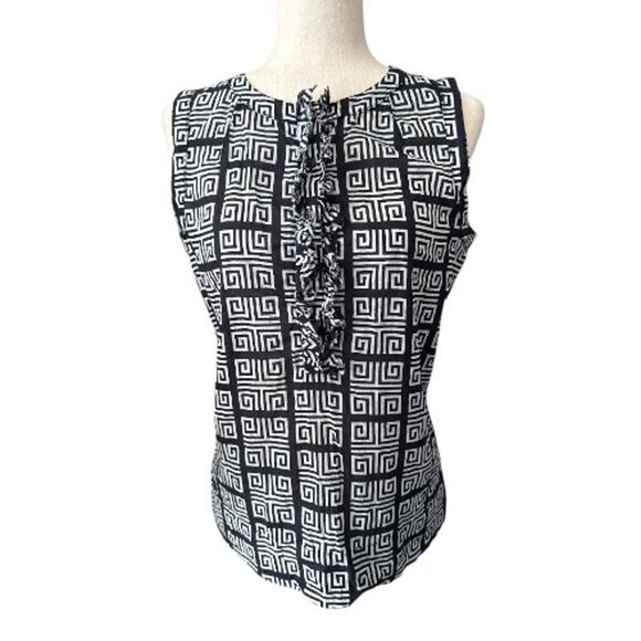 Tory Burch Tops - Tory Burch Sleeveless Greek Key Print Cotton Top 6